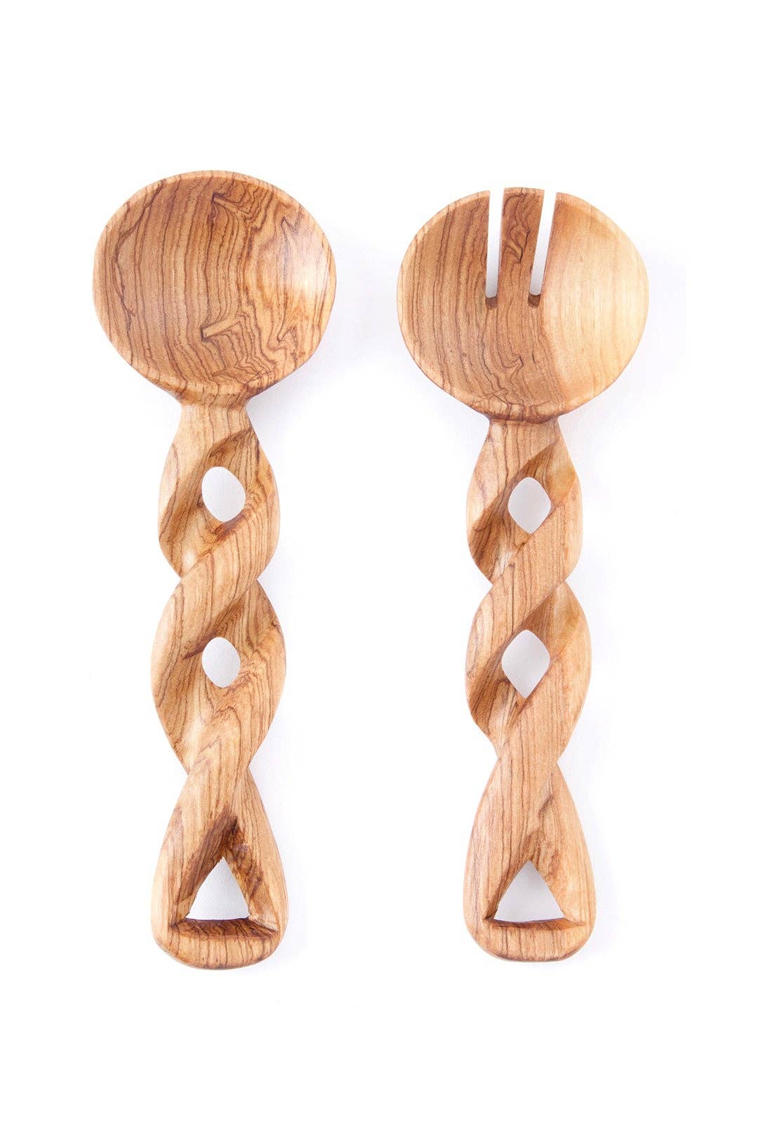 Twisted Wild Olive Wood Salad Servers