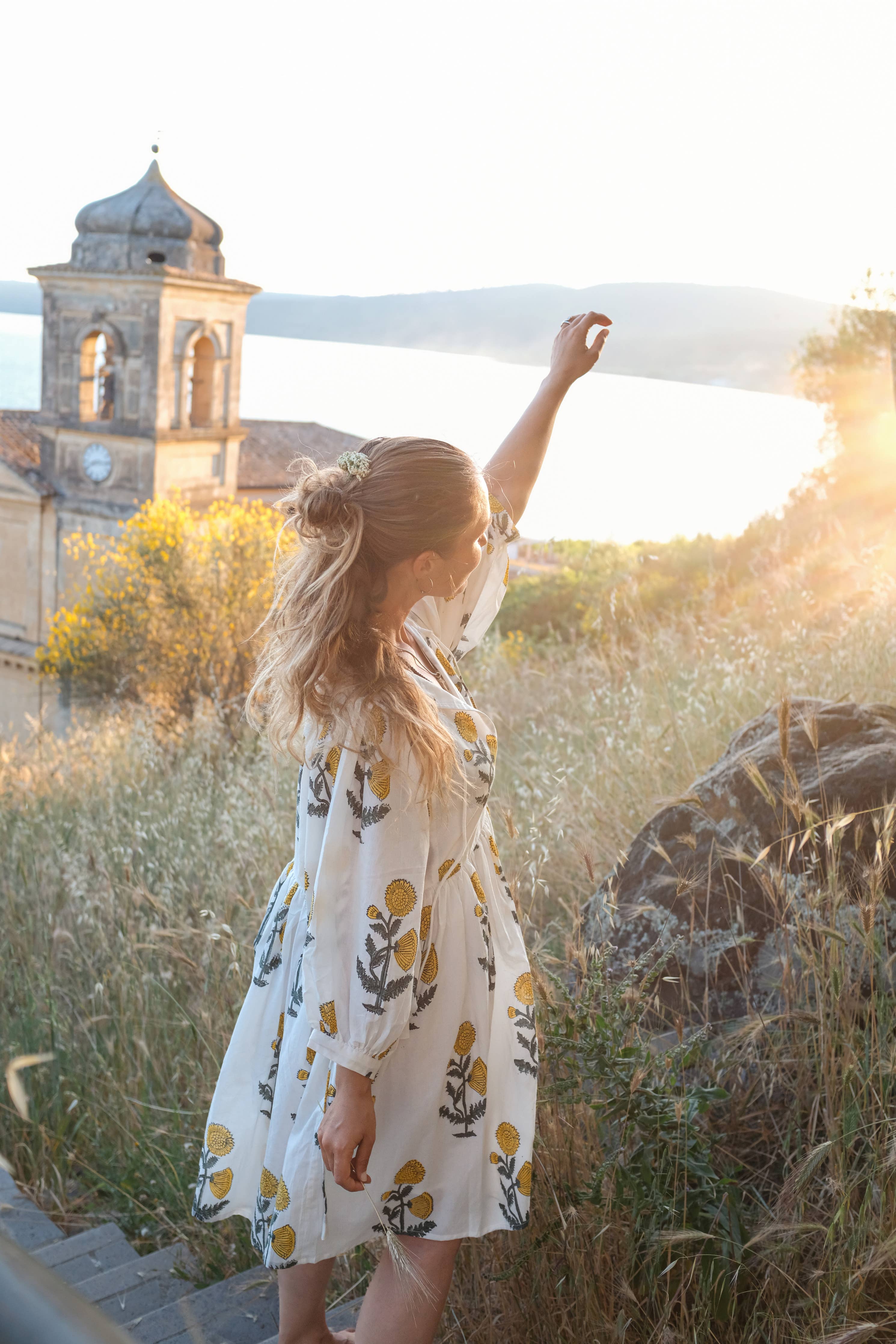 Cotton Venus Mini Dress ~ Yellow Poppy