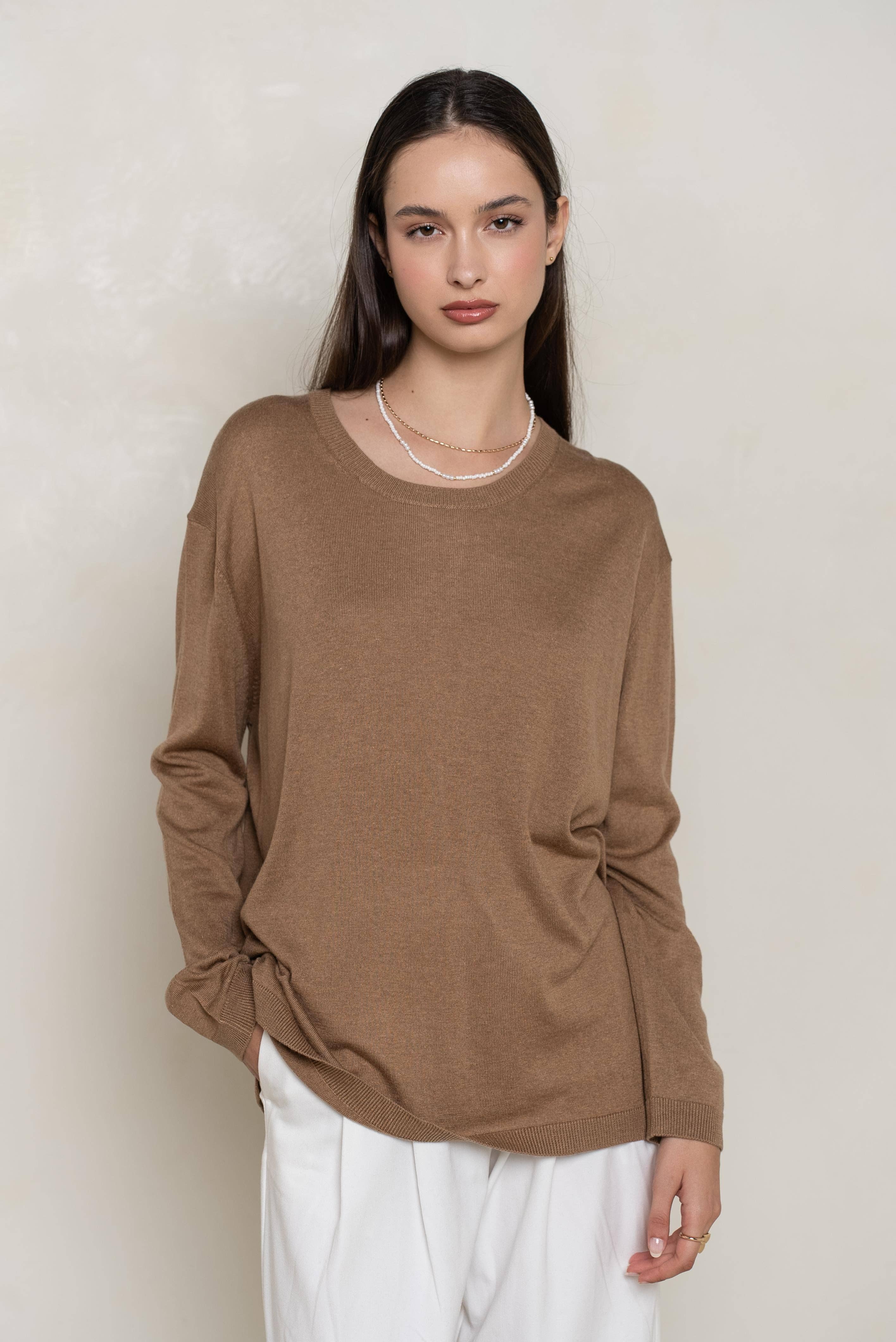 Silk & Cashmere Oversized Crew  Sweater