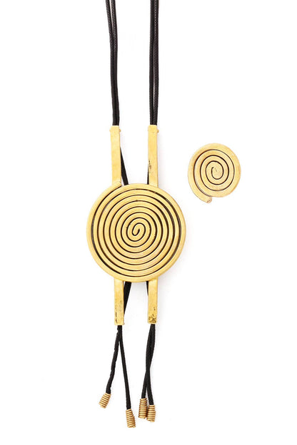 Kenyan Brass Winding Path Bolo Necklace