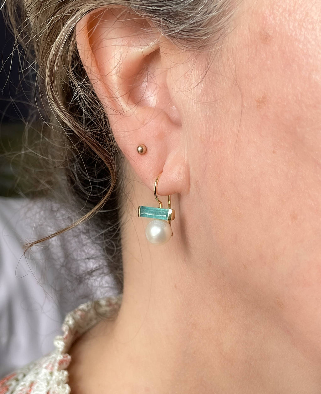 Jade and pearl drop earrings