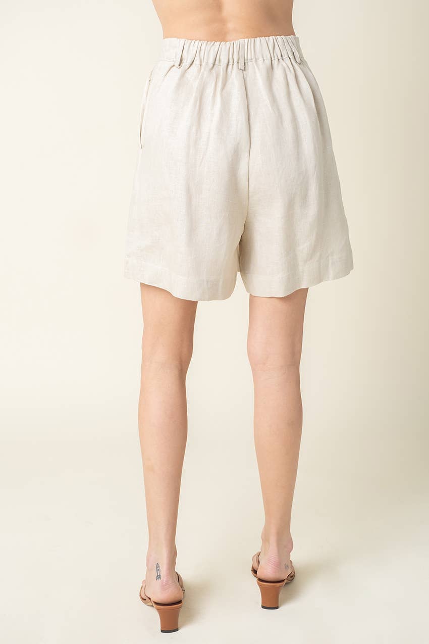 Lami Essential Flow Linen Shorts: Lt Khaki / L