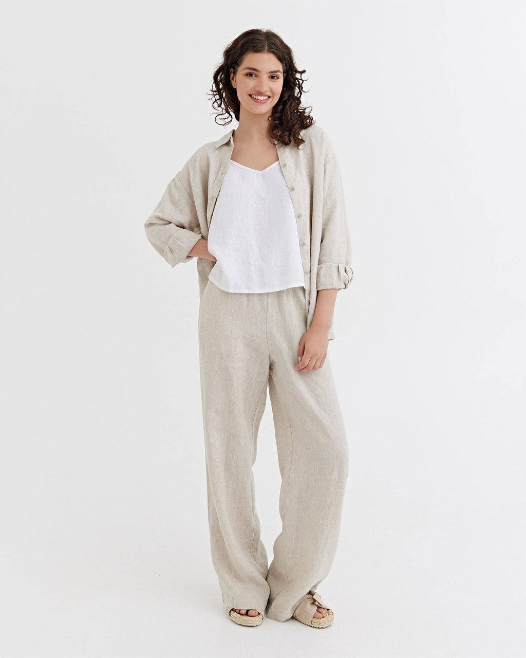 Long-Sleeve Linen Shirt ISLAY in Natural melange