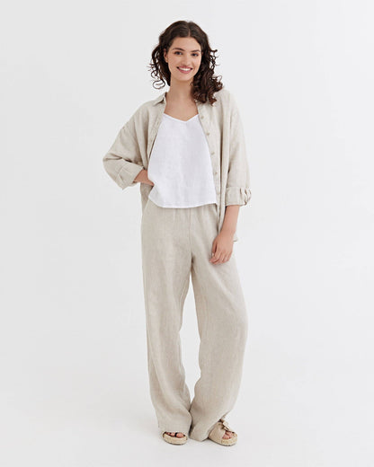 Long-Sleeve Linen Shirt ISLAY in Natural melange