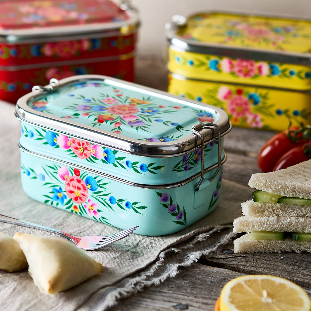 Tiffin-Style Lunchbox | Turquoise Spring