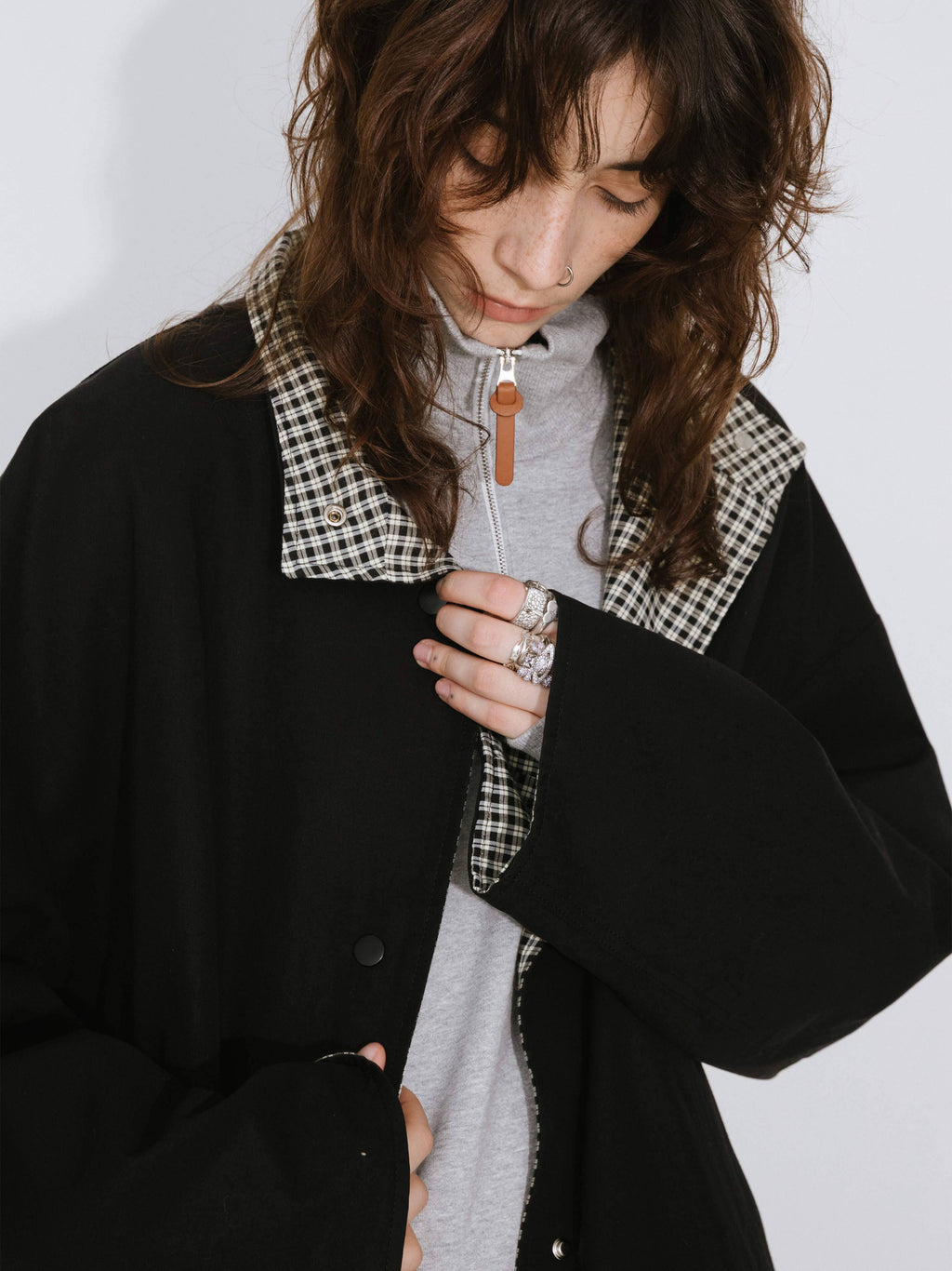 Funnel Neck Reversible Trench Coat