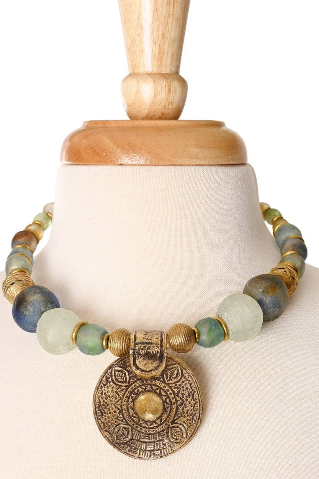 Brass & Recycled Glass Spiral Sands Necklace