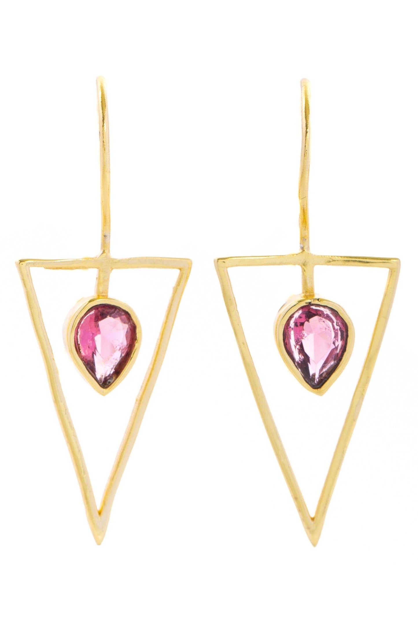 Triangle Open Frame Gemstone Earrings