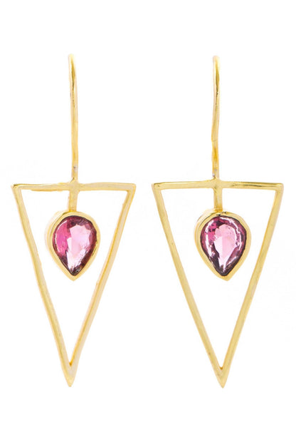 Triangle Open Frame Gemstone Earrings