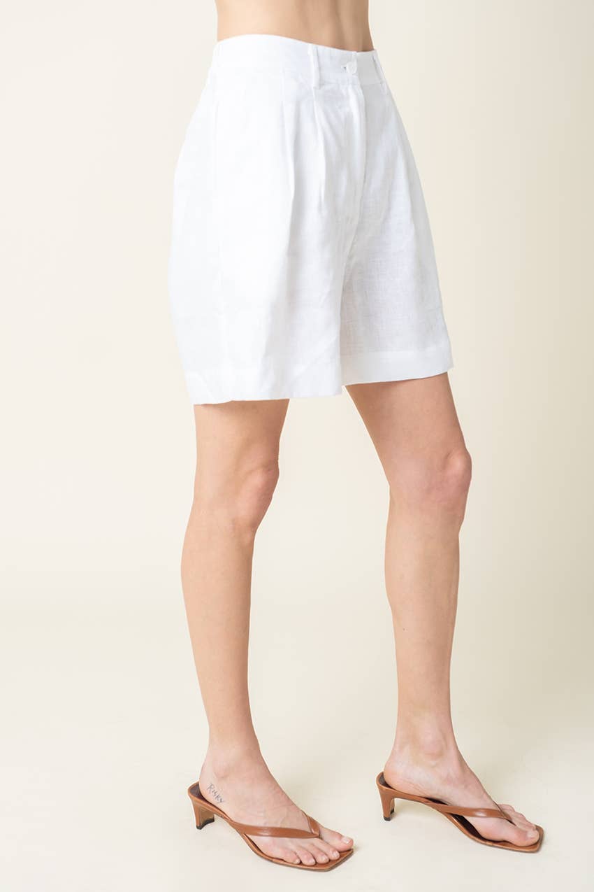 Lami Essential Flow Linen Shorts: Lt Khaki / L