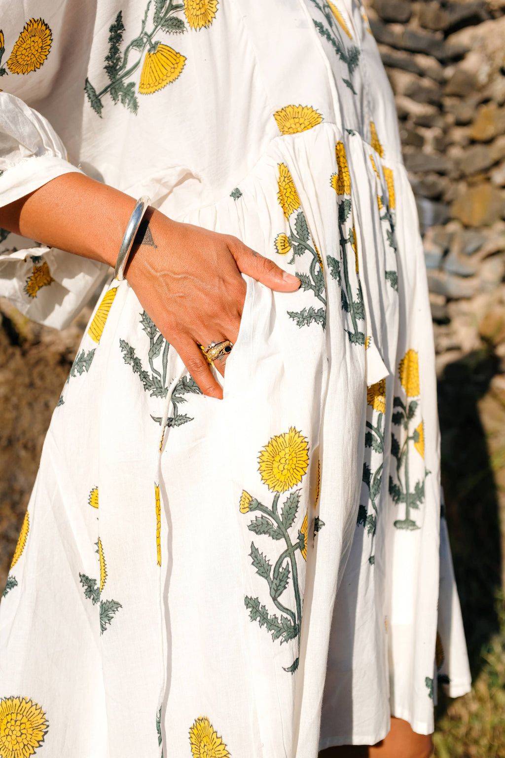 Cotton Venus Mini Dress ~ Yellow Poppy
