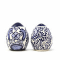 Encantada Handmade Pottery Set of Salt & Pepper Shakers, Blue Flower