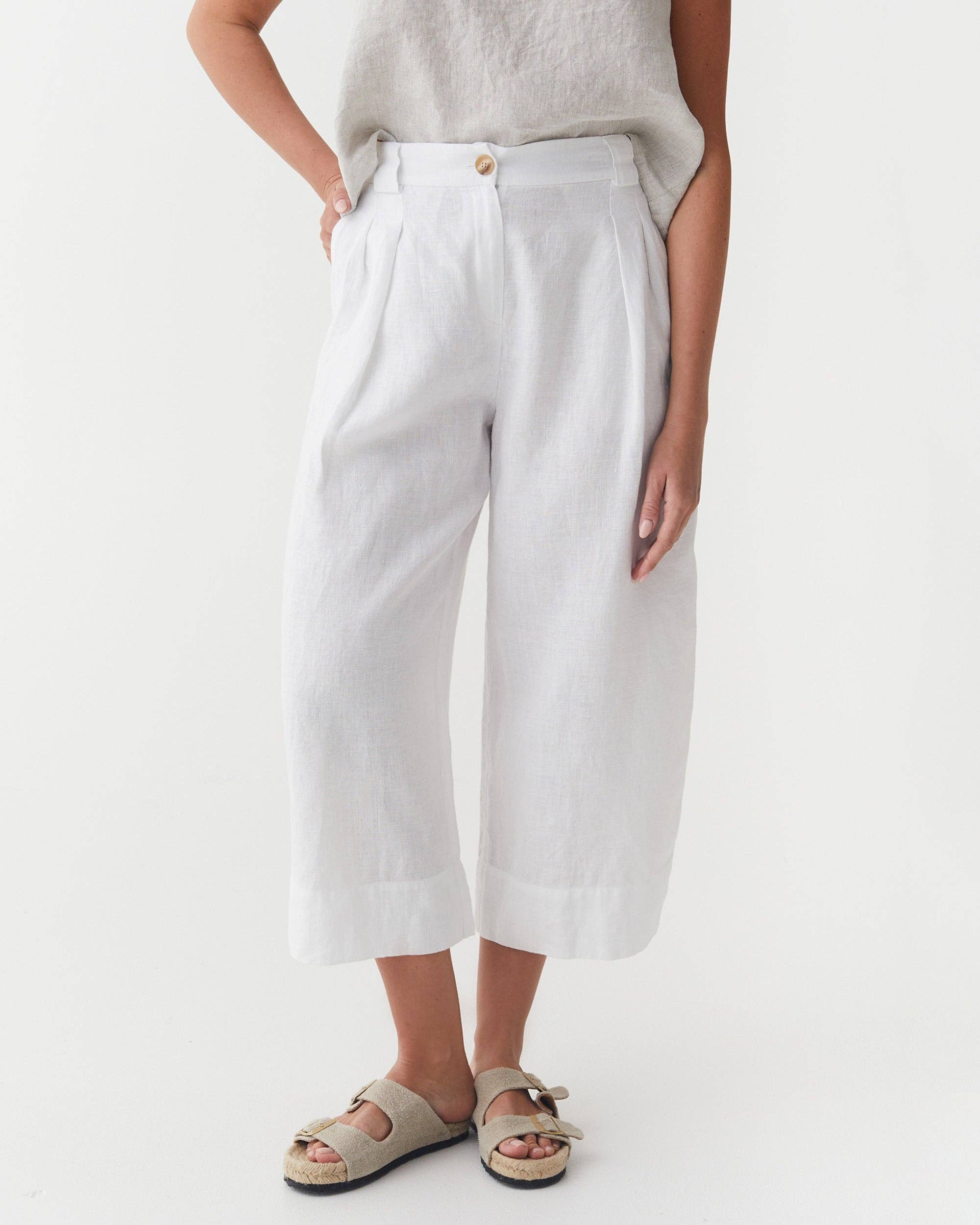 Cropped Linen Pants ISCHIA in White