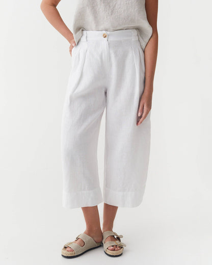 Cropped Linen Pants ISCHIA in White