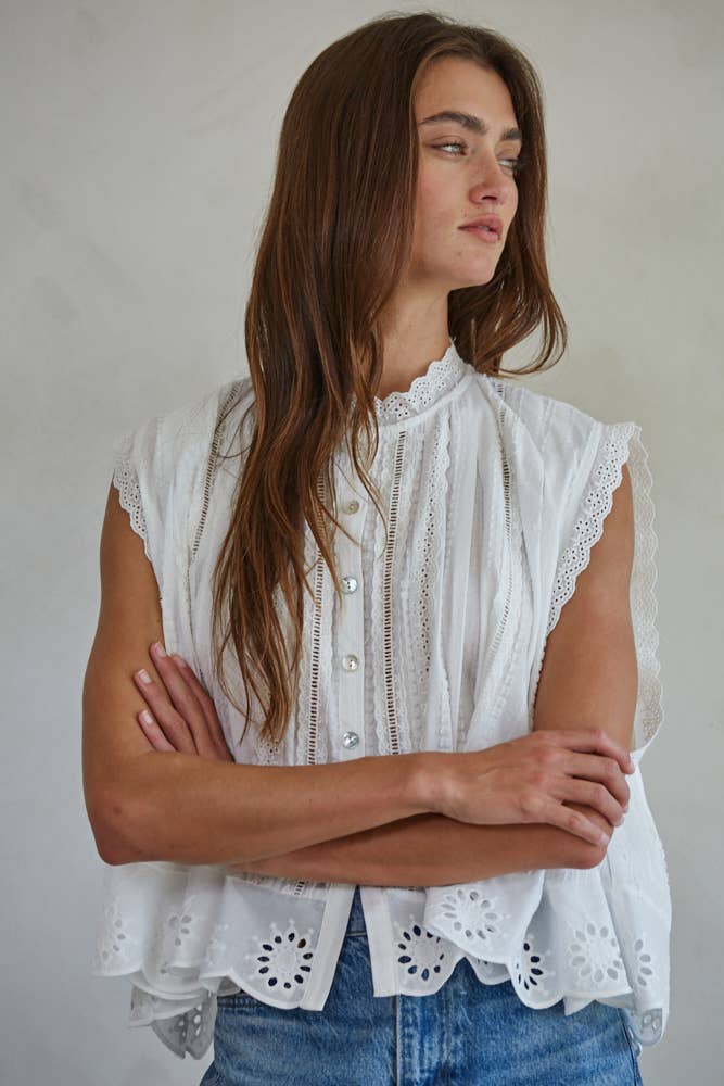 Eyelet Trim Top