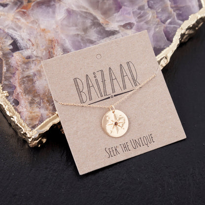 Gold Plated Compass Rose Necklace