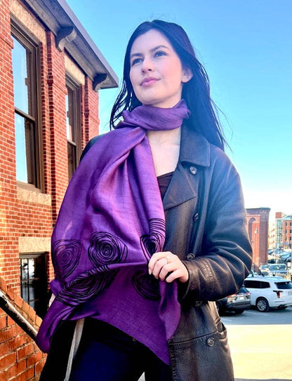 Screen Printed Silk Blend Scarves, made by hand in Vietnam