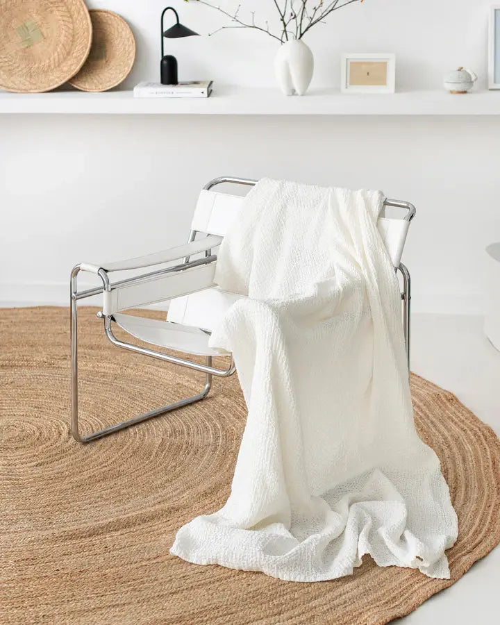 Linen waffle throw