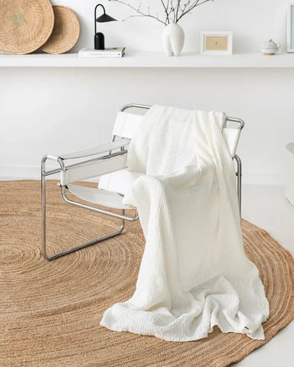 Linen waffle throw