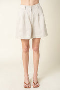 Lami Essential Flow Linen Shorts: Lt Khaki / L