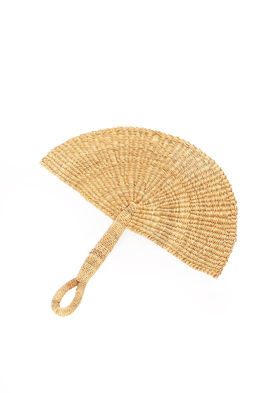 Natural Elephant Grass Half-Moon Hand Fan