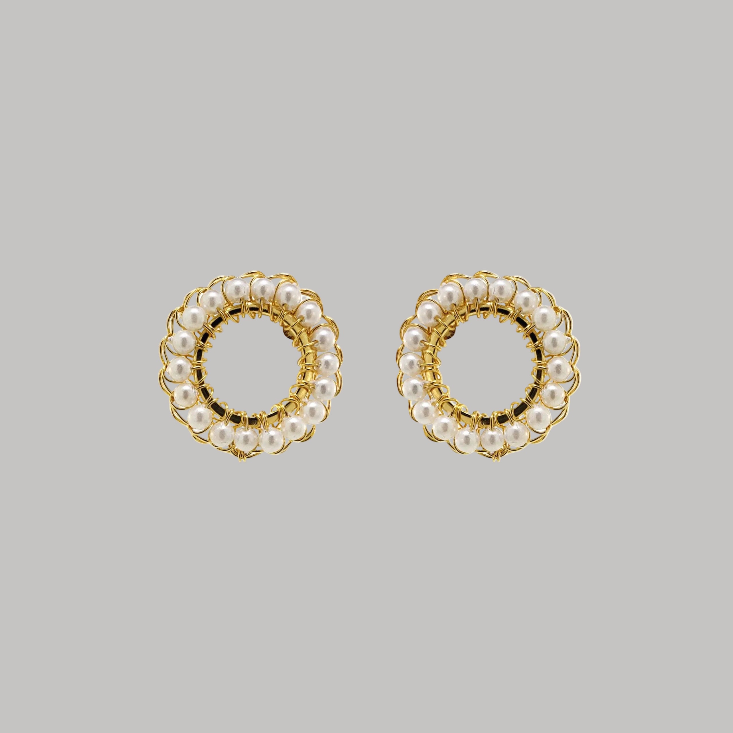 Pearl & Gold Molly Handmade Crochet Earrings