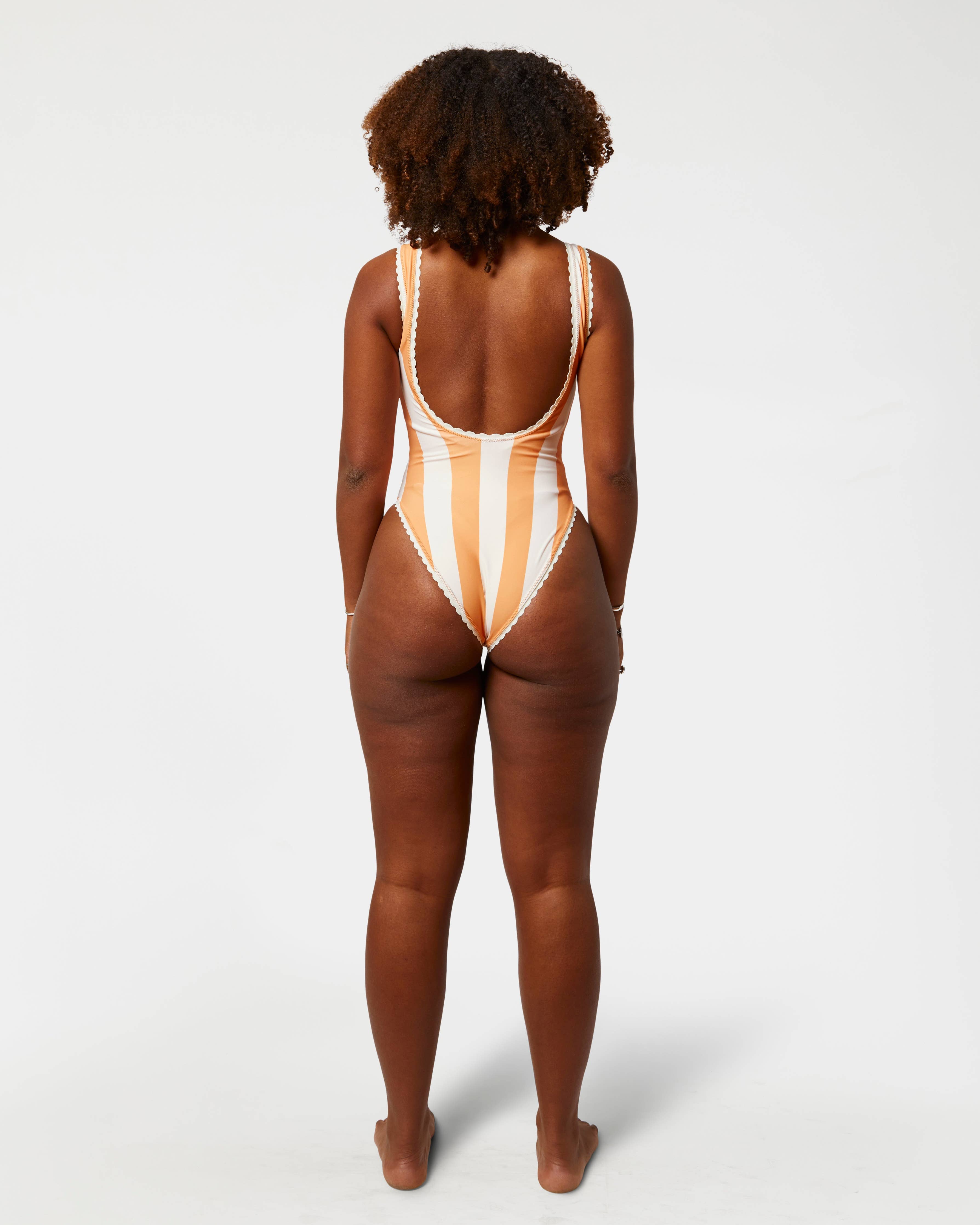Cabana Stripe One-Piece in Orange Pop