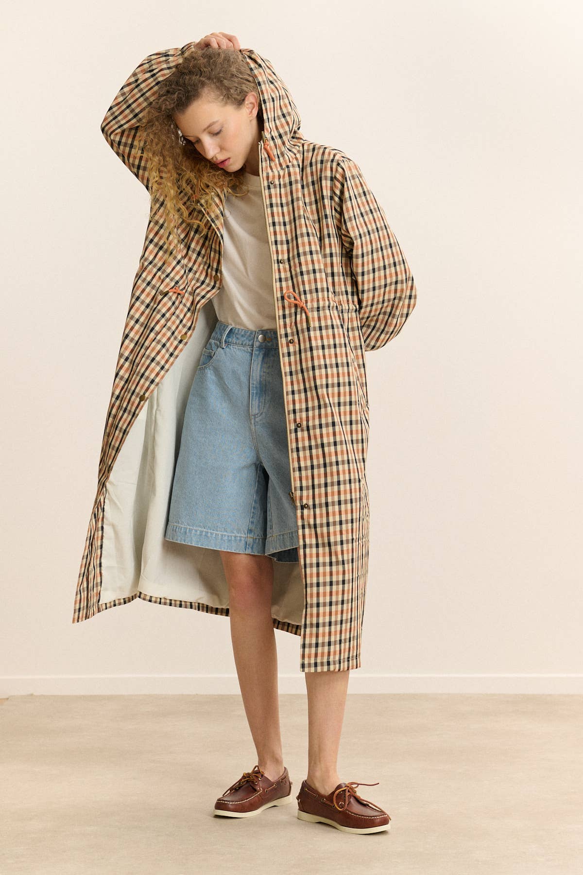 Checkered Trench Coat