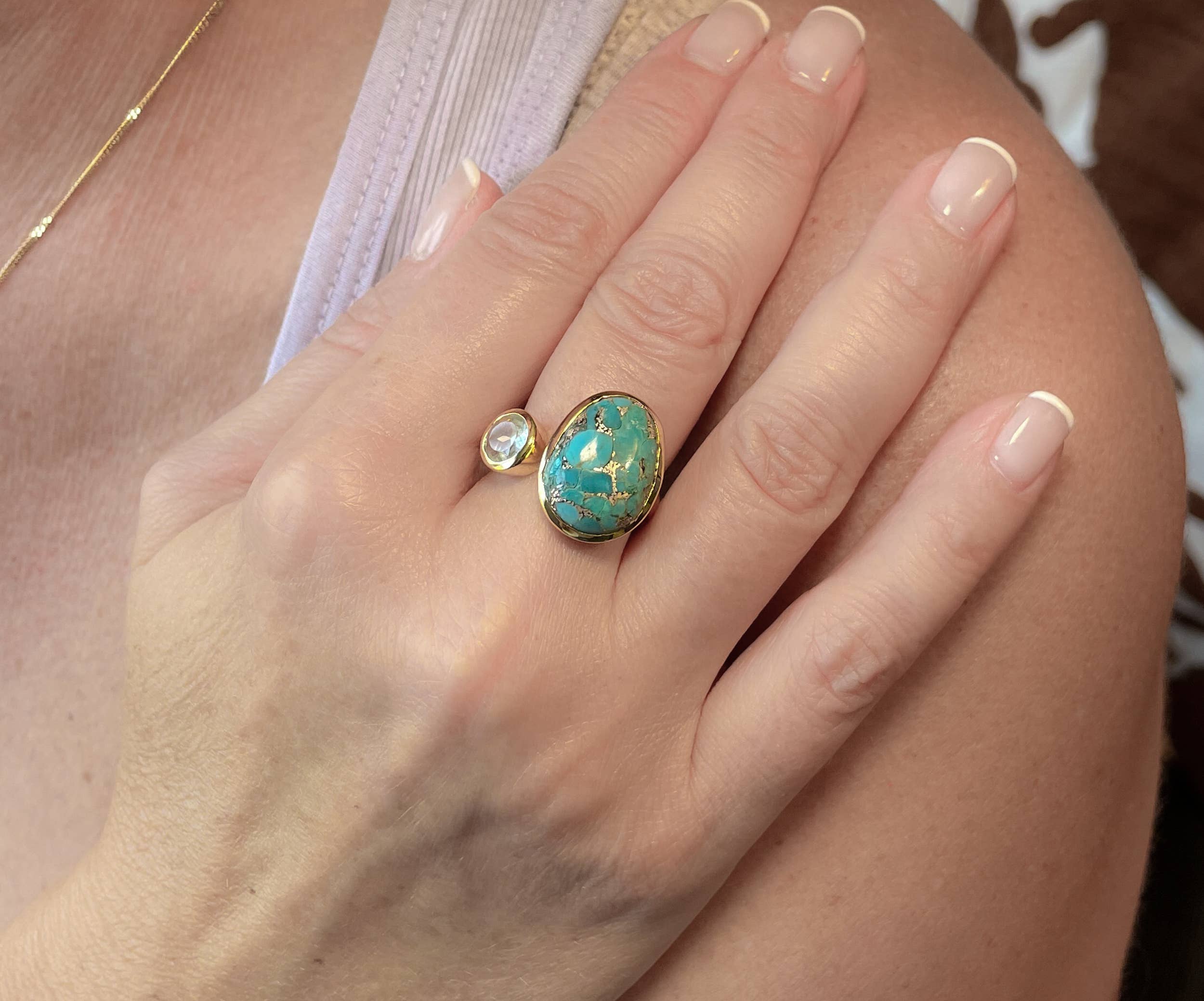Turquoise and Blue Topaz Ring