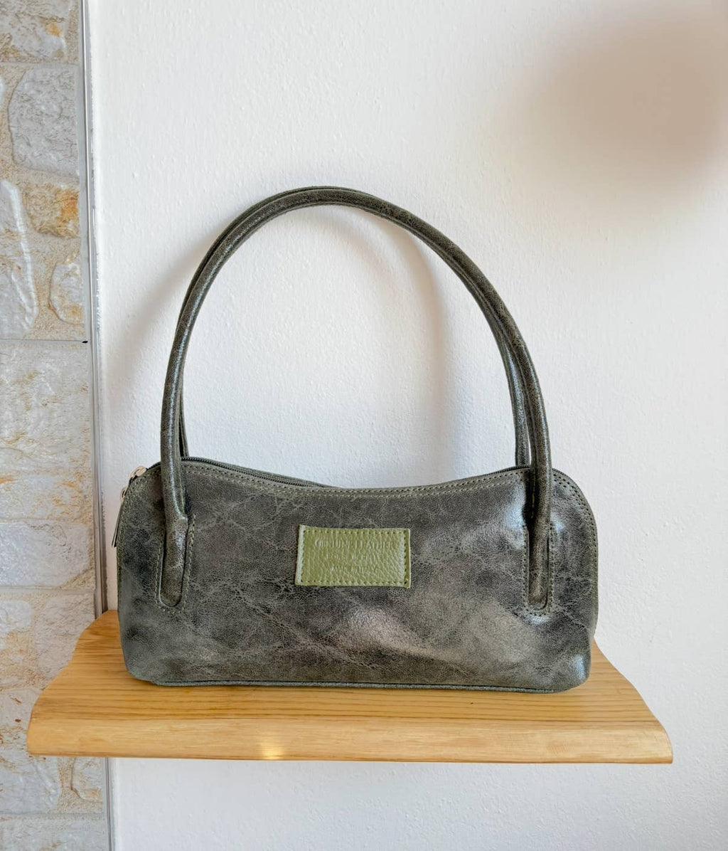 Calf Lather Lizard Pattern Baguette Shoulder Bag
