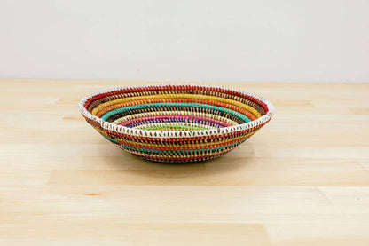 African Wall Basket / Bowl, sweet grass, multi-color