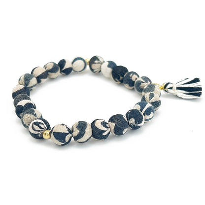 Aasha Monochrome Stackable Tassel Kantha Handcraft Bracelet