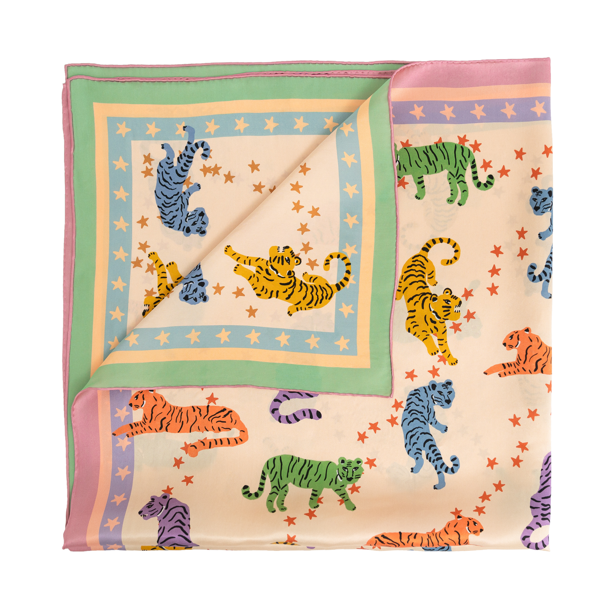 "Neon Tigers" Large Silk Scarf