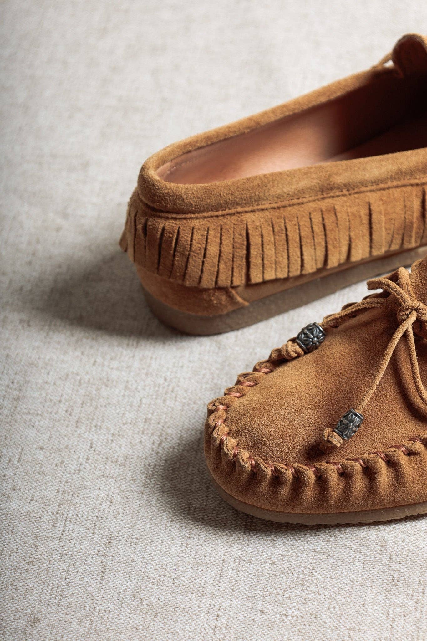 Kiowa Suede Moccasins with Fringe Detail