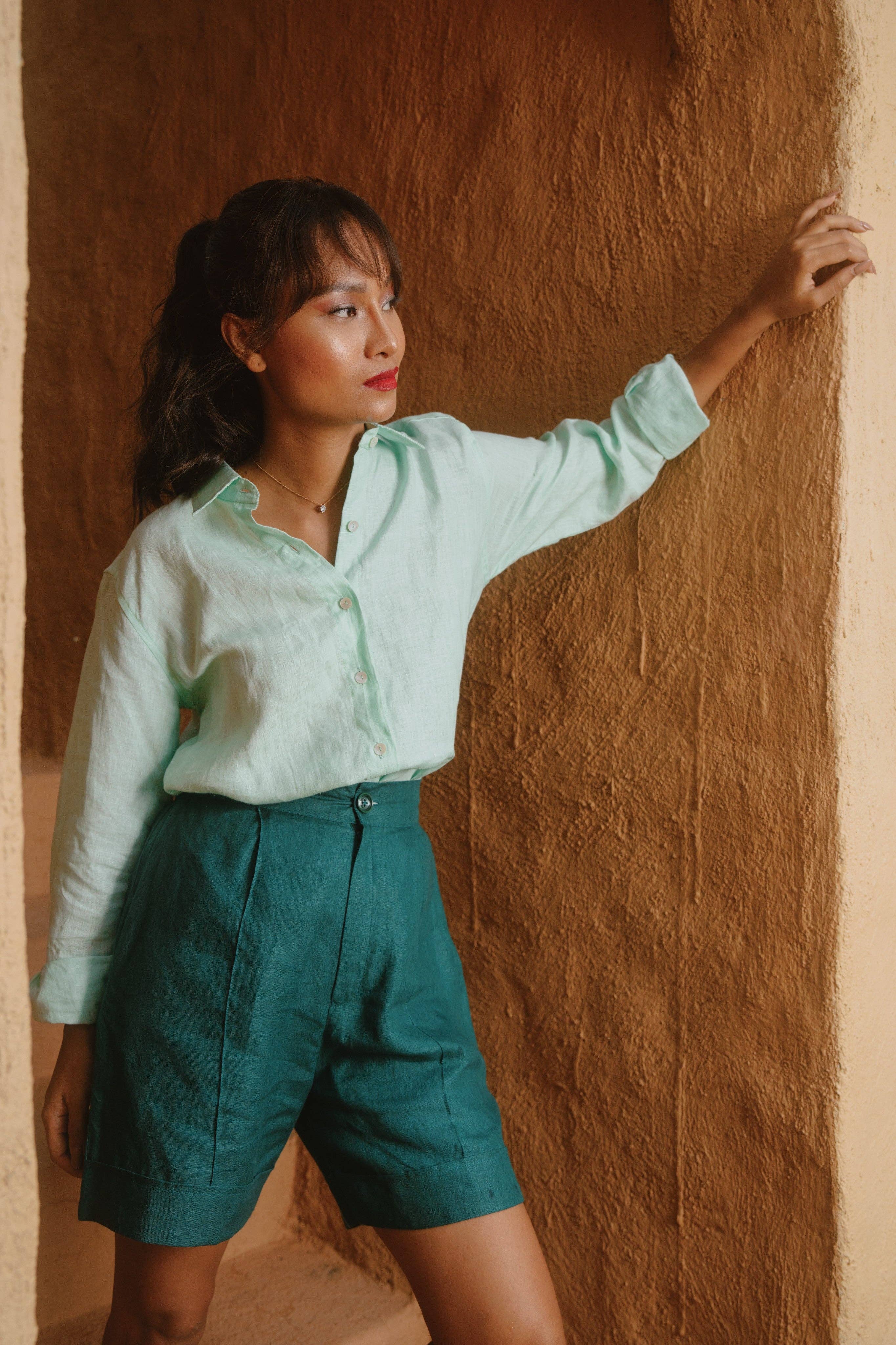 ZURI - Teal High Waist Shorts - No Tariffs