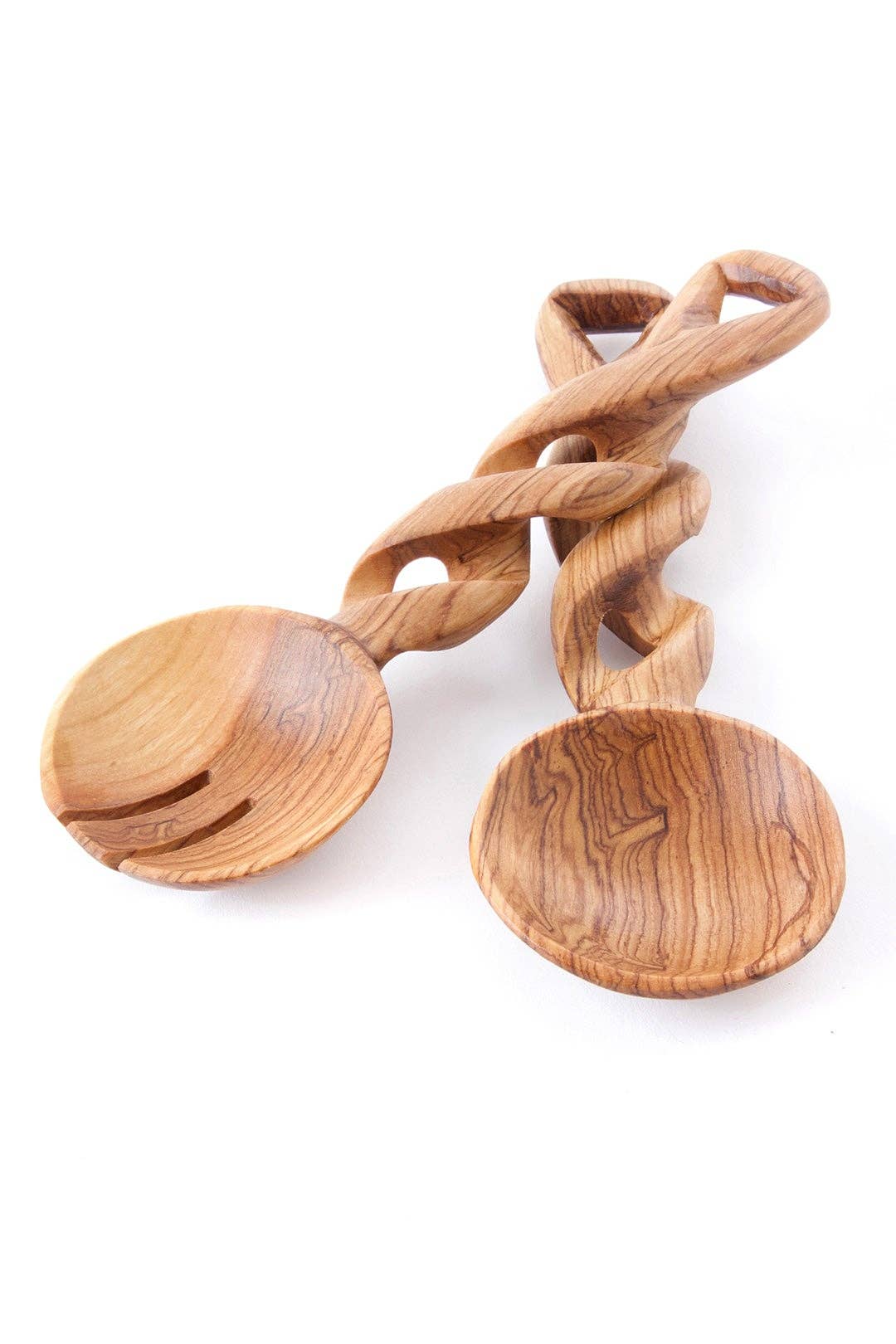 Twisted Wild Olive Wood Salad Servers