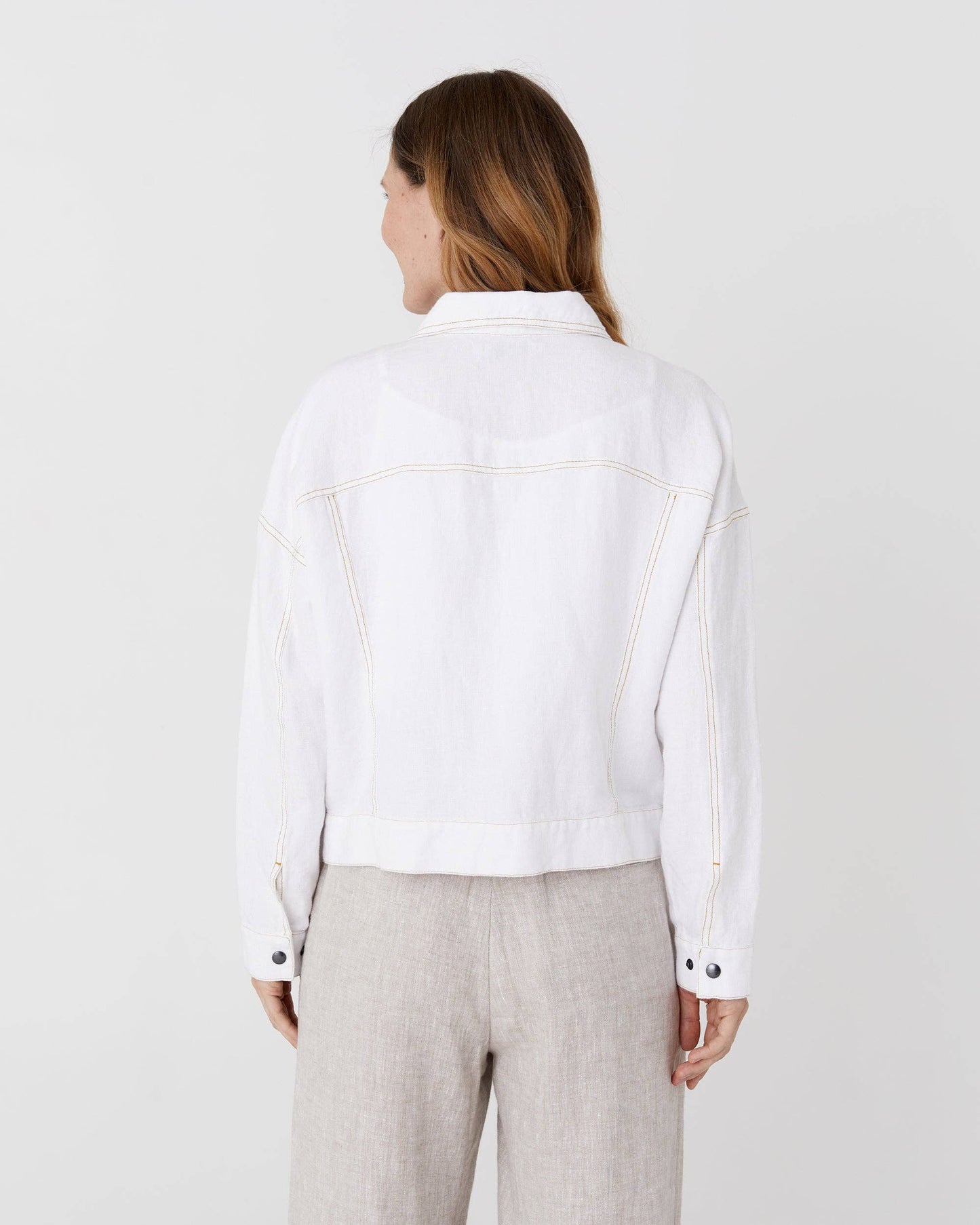 Cropped linen jacket LEURA in White