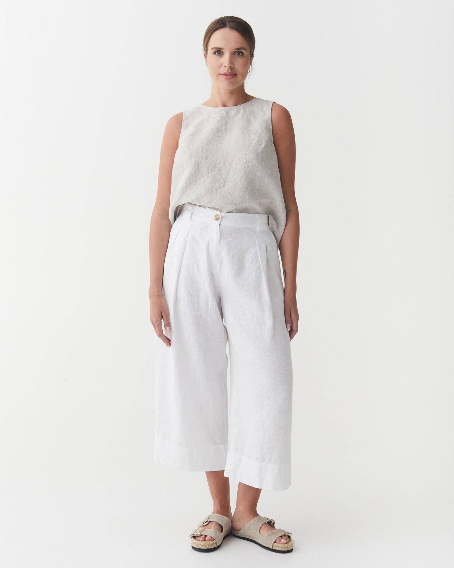 Cropped Linen Pants ISCHIA in White