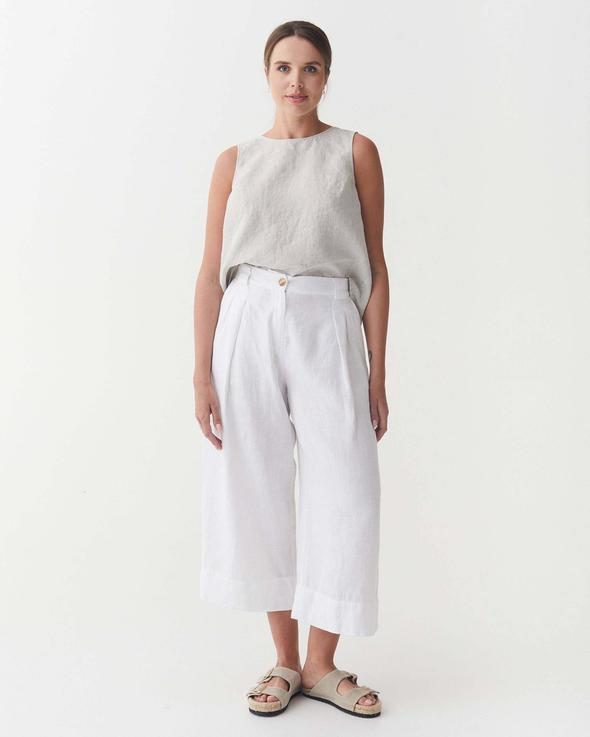 Cropped Linen Pants ISCHIA in White
