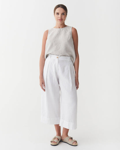 Cropped Linen Pants ISCHIA in White