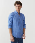 Men's linen shirt Nevada in Pacific blue