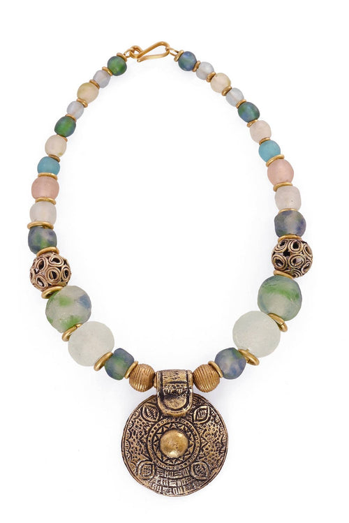 Brass & Recycled Glass Spiral Sands Necklace