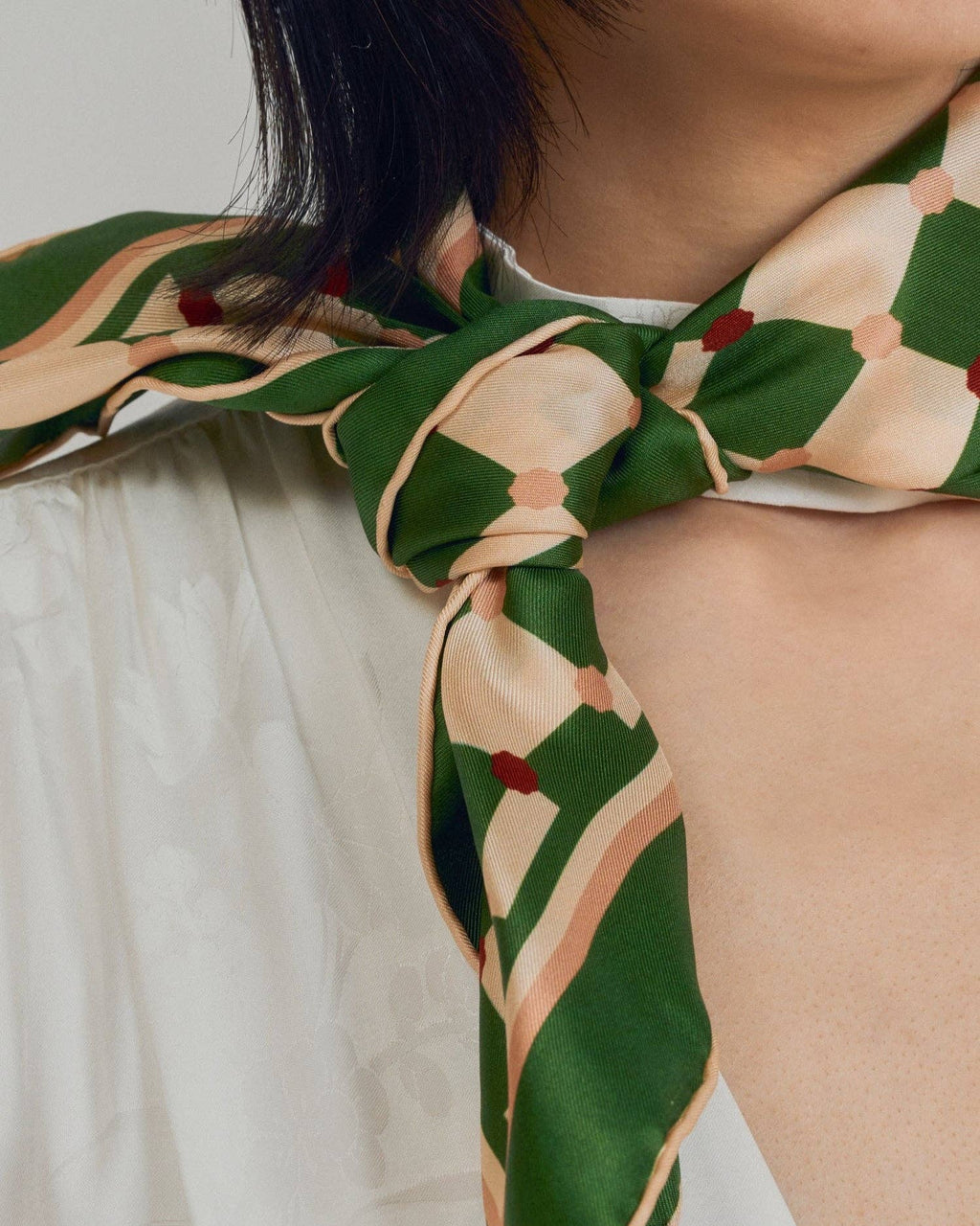 "Checkerboard" Silk Bandana Scarf