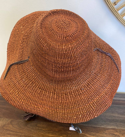 African Straw Sun Hat, Solid color