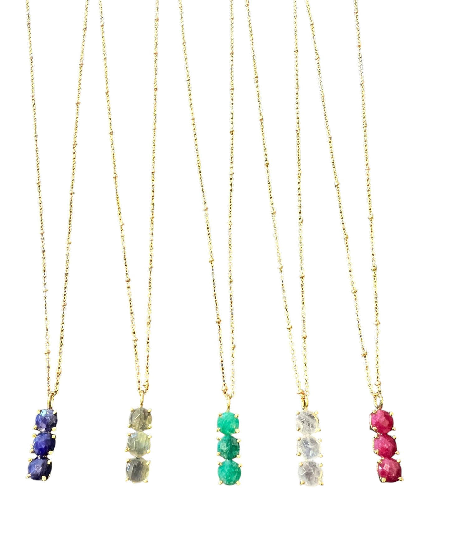 Triple Stone Prong Necklace