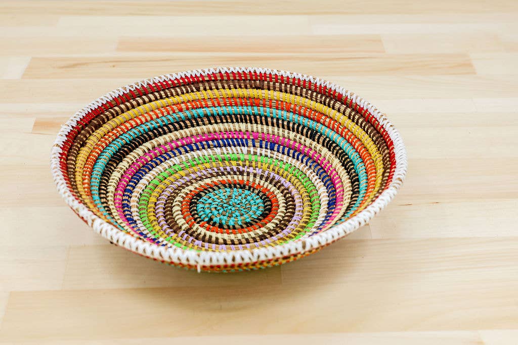 African Wall Basket / Bowl, sweet grass, multi-color