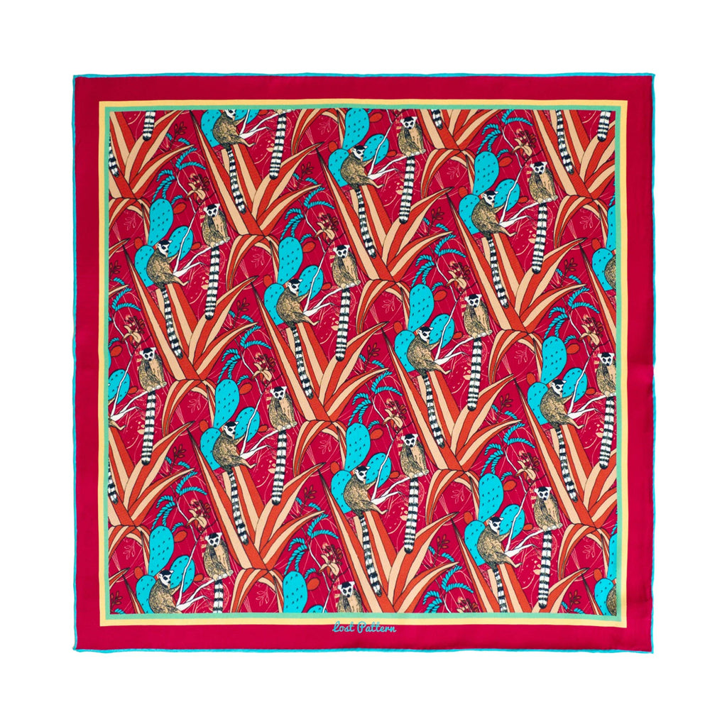 "Madagascar" Silk Bandana - Red