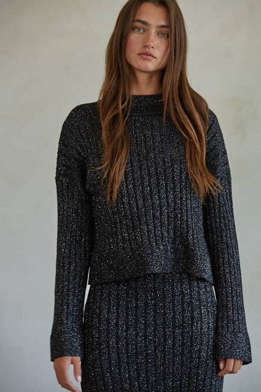 Ribbed Mock Neck Pullover