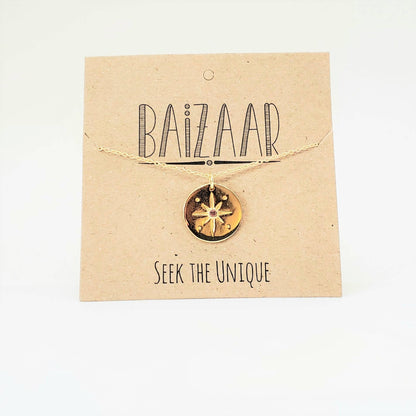 Gold Plated Compass Rose Necklace