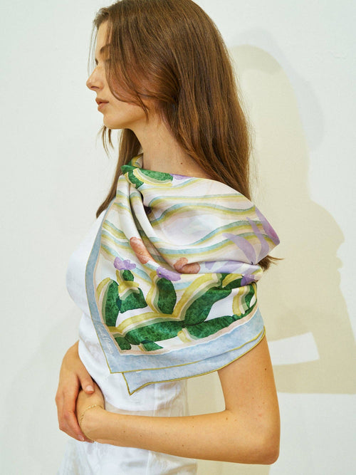 "Ethereal Mirage" Large Silk Scarf  In Pastel